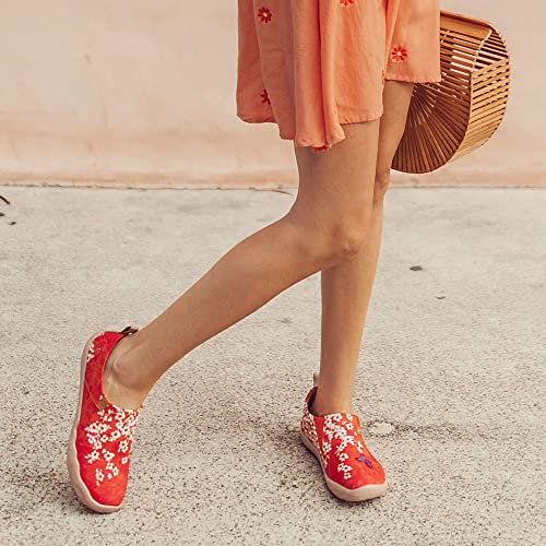 UIN Women's Walking Flats Travel Walking Slip On Loafers Lightweight Comfortable Casual Painted Canvas Sneakers Sakura (40) - Image 5