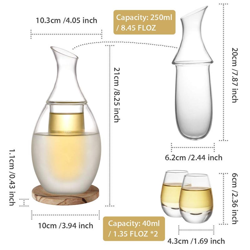 ZENS Sake Set Glasses, 8.5 Ounce Sake Carafe Cups with 6 Saki Cup Set for Warmer or Cold Japanese Wine with Stone Coaster Gift Sets - Image 4