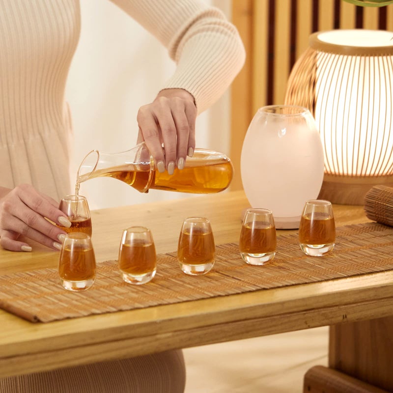 ZENS Sake Set Glasses, 8.5 Ounce Sake Carafe Cups with 6 Saki Cup Set for Warmer or Cold Japanese Wine with Stone Coaster Gift Sets - Image 3