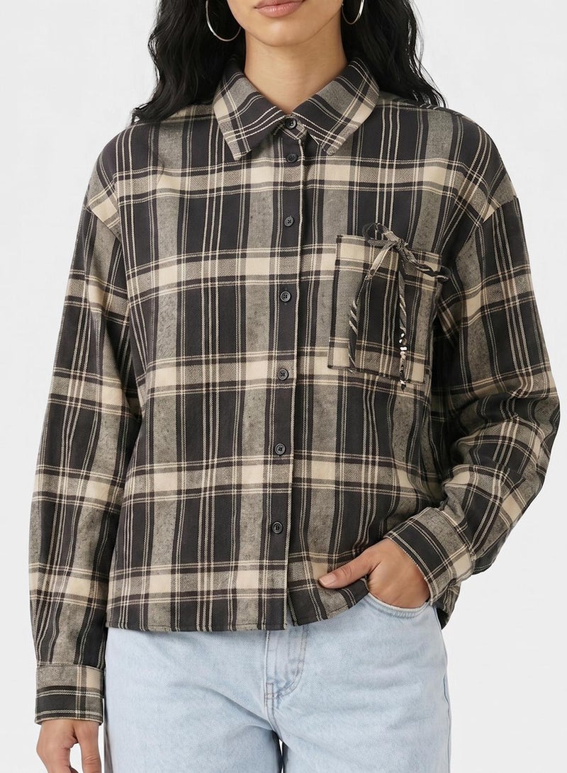 ONLY Onlagda Short Check Long Sleeve Shirt - Image 4