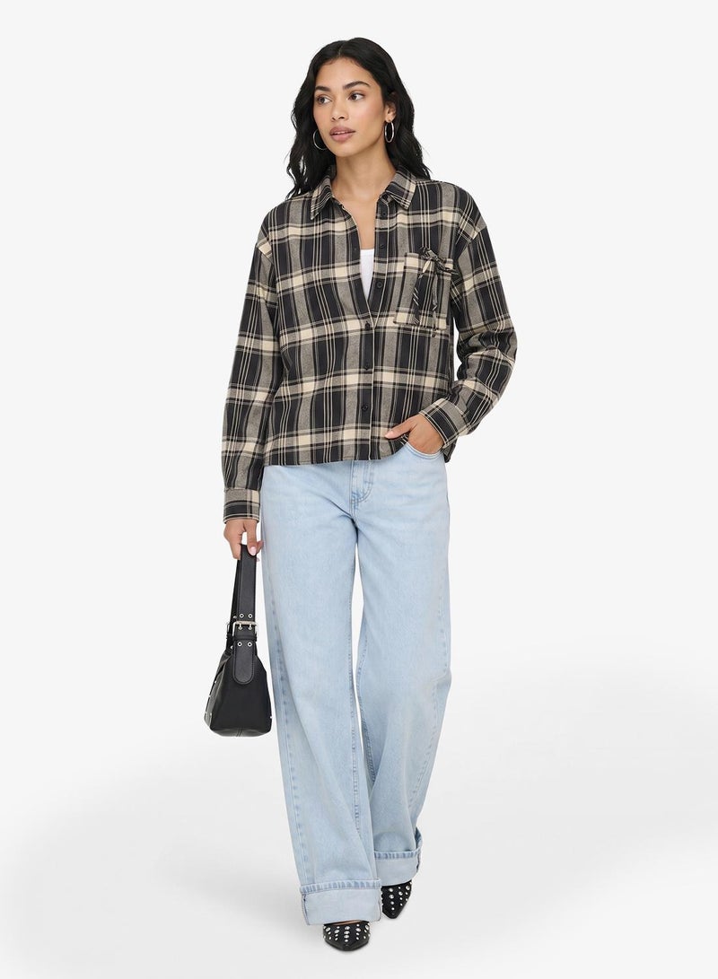 ONLY Onlagda Short Check Long Sleeve Shirt - Image 5