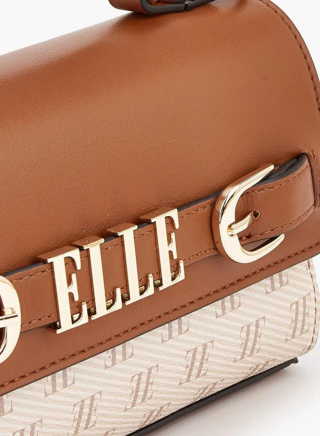 Elle TAN Monogram Satchel Bag With Detachable Strap for Women | Best Price UAE
