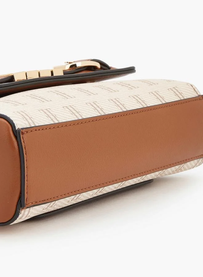 Elle TAN Monogram Satchel Bag With Detachable Strap for Women | Best Price UAE