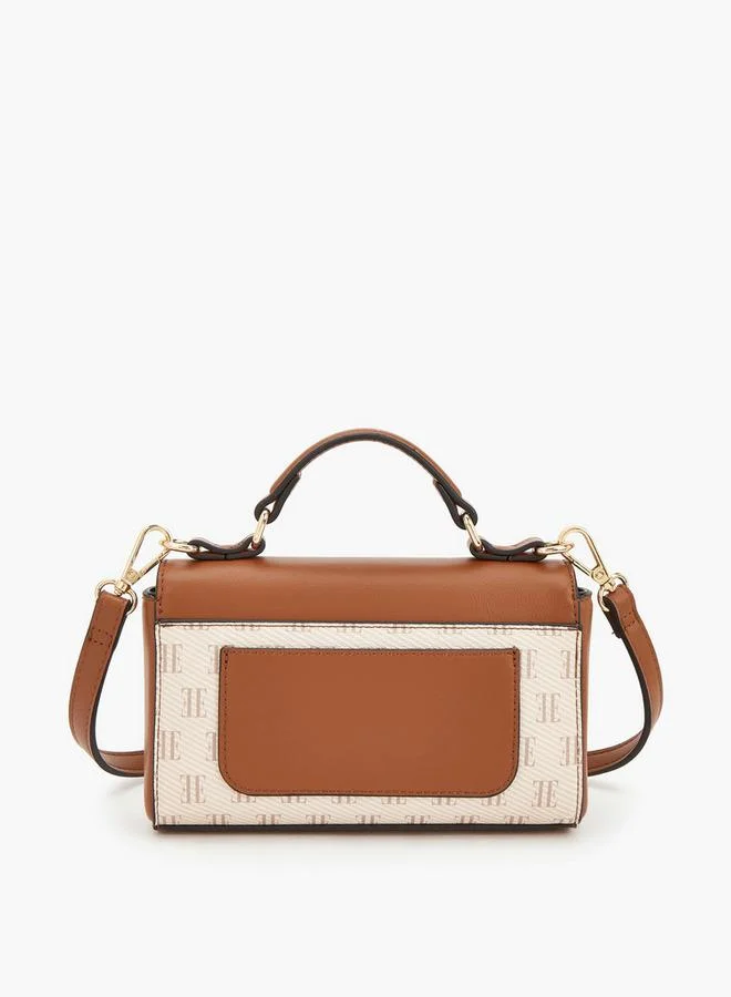 Elle TAN Monogram Satchel Bag With Detachable Strap for Women | Best Price UAE