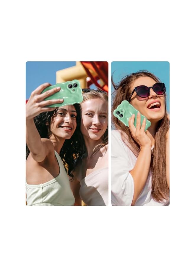 Ripple Case for iPhone 17, Cute Silver Cover Wave Shape for iPhone Case Pretty Aesthetic 3D Phone Cover, Water Ripple Shell 3D Chrome Design for Women and Girl, Green - Image 4