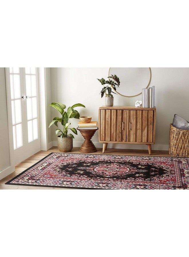 Home Dynamix Premium Sakarya Traditional Medallion Border Area Rug, Black, 3'7"x5'2" Rectangle - Image 2