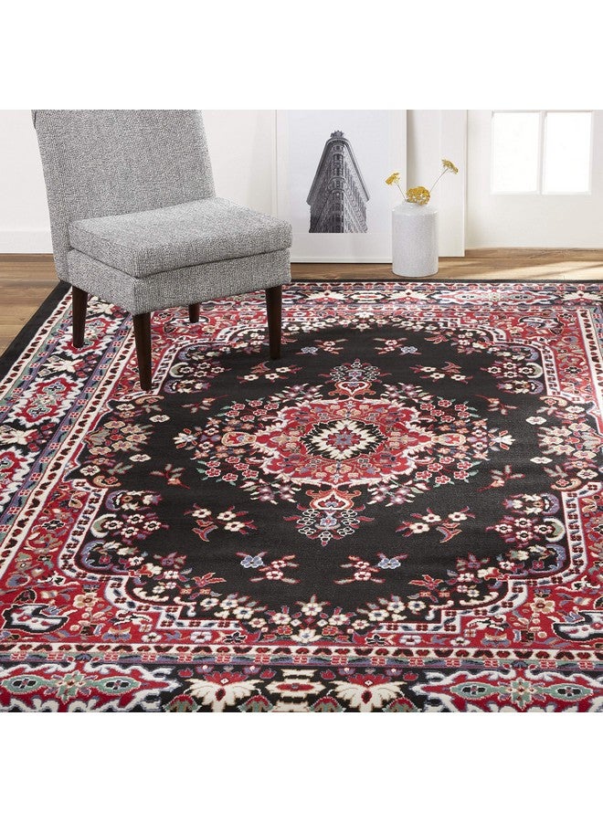 Home Dynamix Premium Sakarya Traditional Medallion Border Area Rug, Black, 3'7"x5'2" Rectangle - Image 1