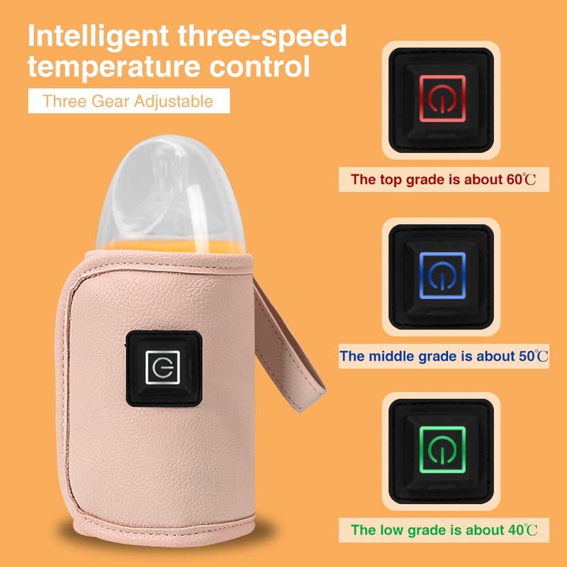 DENPETEC سخان زجاجة الرضاعة، حافظ حرارة الحليب USB، دفء لطيف للحفاظ على درجة الحرارة المثالية لحليب الأطفال، يستخدم لحليب الأطفال، يستخدم في المنزل، في الخارج وفي السيارة، تسخين بطيء للحفاظ على الدفء (وردي) - Image 4