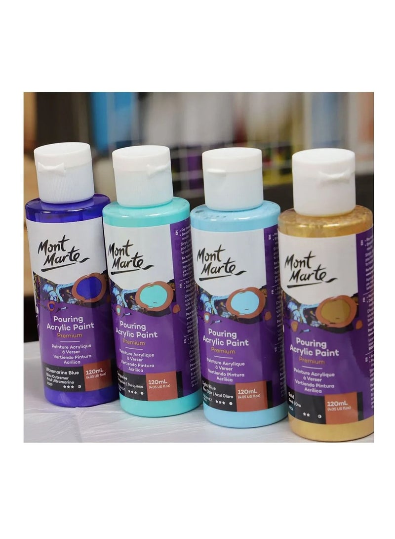 Mont Marte 4-Piece Pouring Acrylic Paint 120ml Content Per Bottle Golden Beach Set - Image 2