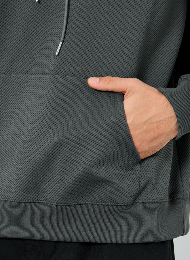 ستايلي هودي واسع محبوك بتفاصيل بارزة الملمس - Image 4