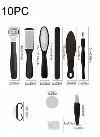 10 Piece Set of Foot Exfoliation Tools A 10 in 1 Foot Care Tool for Removing Dead Skin Cleaning Smoothing and Foot Washing Black - view 4