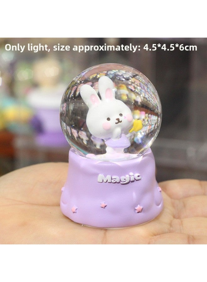 Crystal Ball Ornament Girls Children's Music Box 2024 Year Gift Bedroom Decoration Fantasy Snow Music Box-Color:Purple Bunny Star-lantern + Manual Snow - Image 1