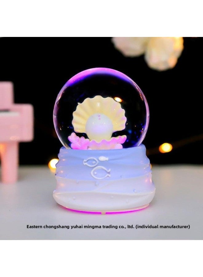 Crystal Ball Ornament Girls Children's Music Box 2024 Year Gift Bedroom Decoration Fantasy Snow Music Box-Color:Purple Bunny Star-lantern + Manual Snow - Image 4