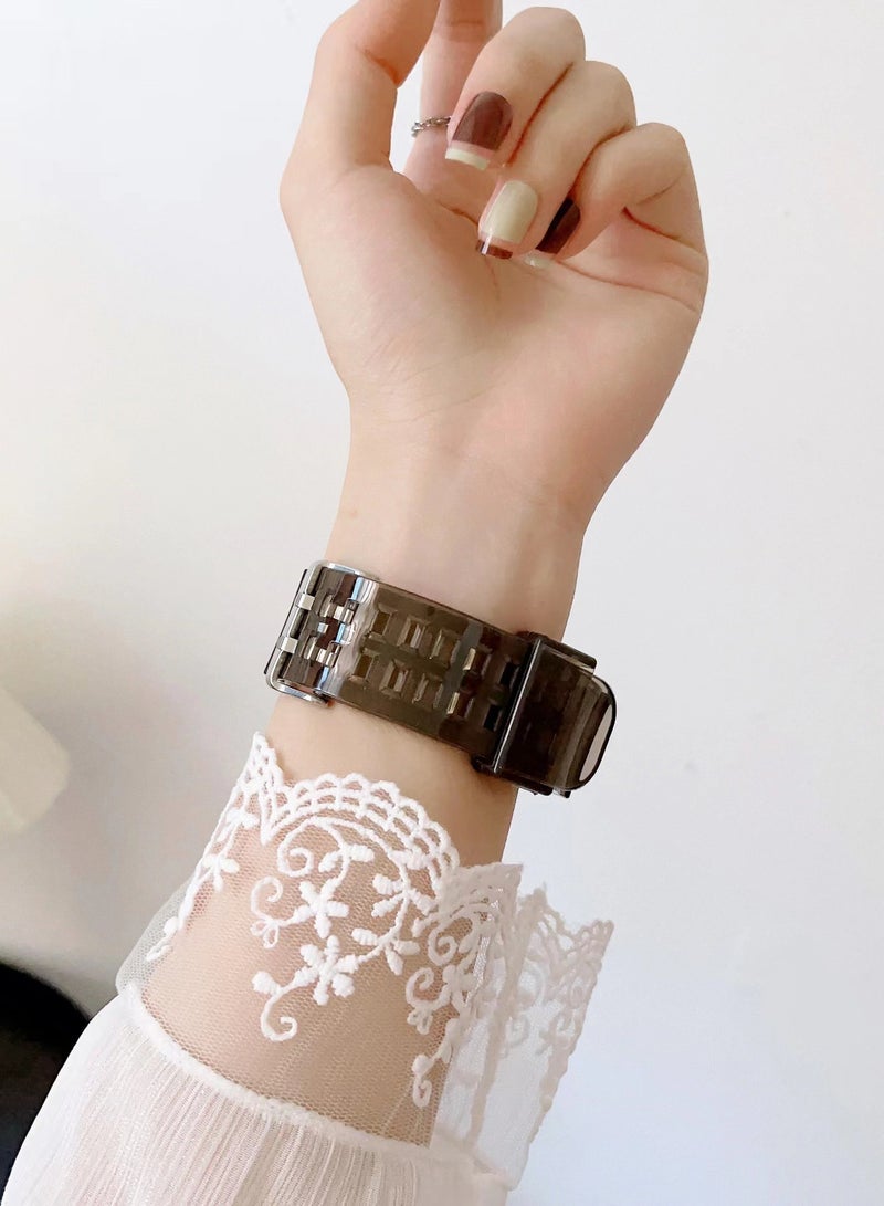 Compatible with Apple Watch Band 49mm for Women and Men, Clear Design Silicone Wristband Strap for iWatch Ultra 3/2/1 Transparent Black - Image 2