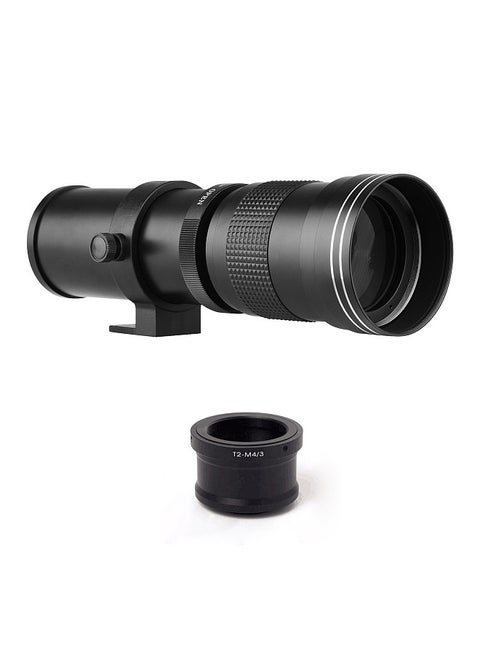 Camera MF Super Telephoto Zoom Lens F/8.3-16 420-800mm T2 Mount with M4/3-mount Adapter Ring 1/4 Thread Replacement