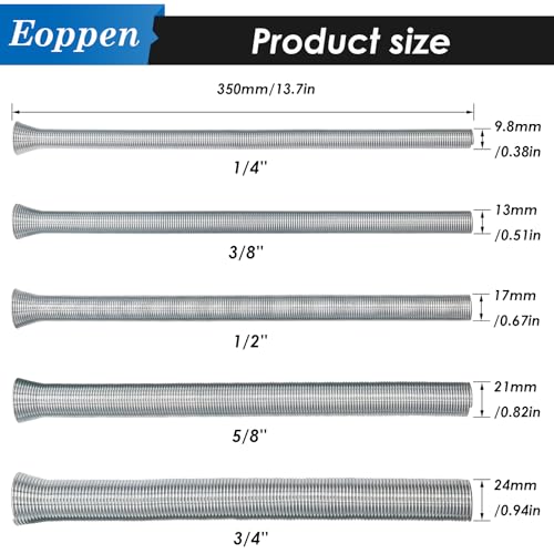 Eoppen Spring Tubing Benders Kit 1/4, 3/8, 1/2, 5/8 and 3/4 Inch 5 in 1 Tube Bender Set for Copper, Brass, Aluminum and Thin Steel Tube - Image 2