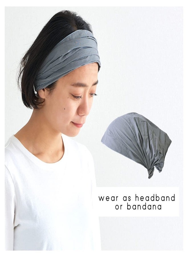 CHARM Womens Cotton Bandana Headband - Yoga Elastic Head Cover Boho Hair Scarf Gray - Image 3