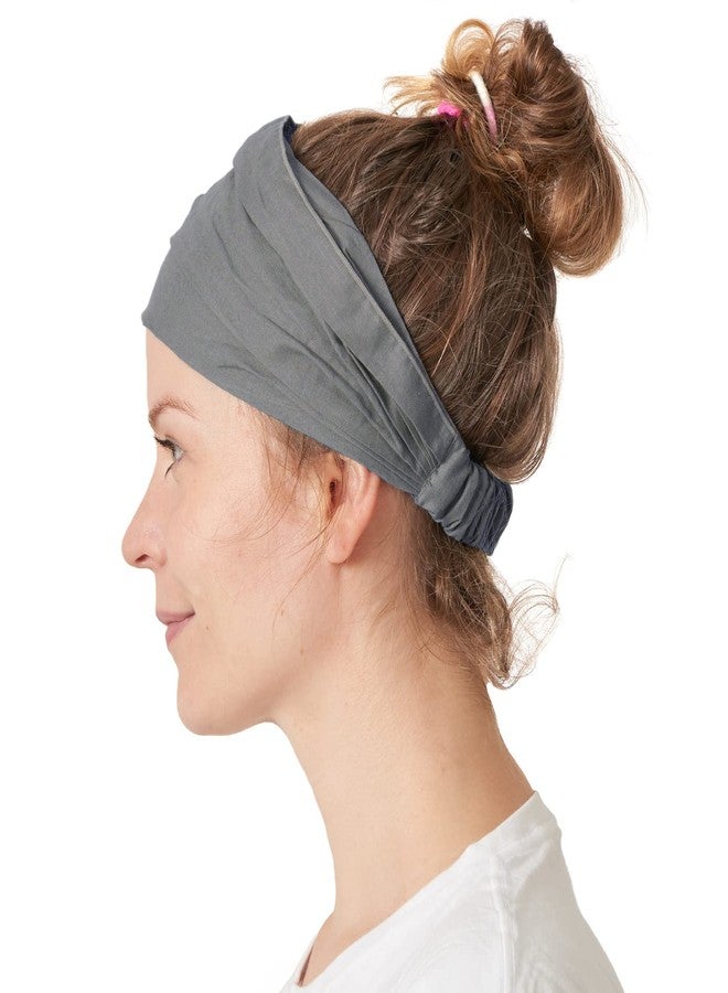 CHARM Womens Cotton Bandana Headband - Yoga Elastic Head Cover Boho Hair Scarf Gray - Image 1