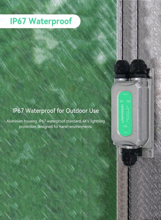 LINOVISION BT90W Outdoor PoE Extender, Gigabit PoE Ethernet Repeater and Split into Two PoE Outputs, for IP Cameras, PTZ Camera, Wireless AP - Image 2