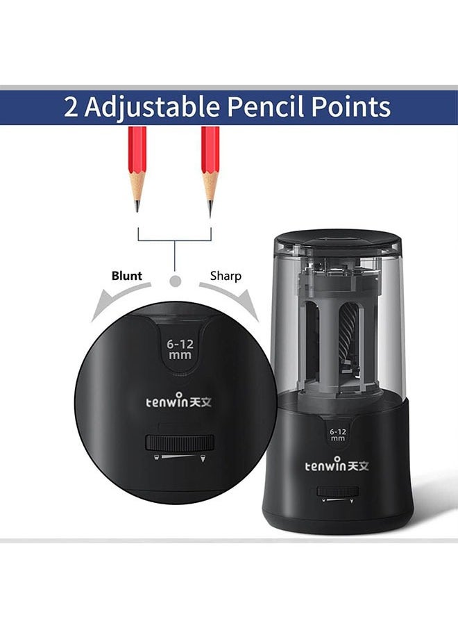 tenwin - Tenwin Electric Pencil Sharpener, Pencil Sharpener for Colored Pencils, Auto Stop, Super Sharp & Fast, Electric Pencil Sharpener Plug in for 6-12mm No.2/Colored Pencils/Office/Home-Black - Image 1