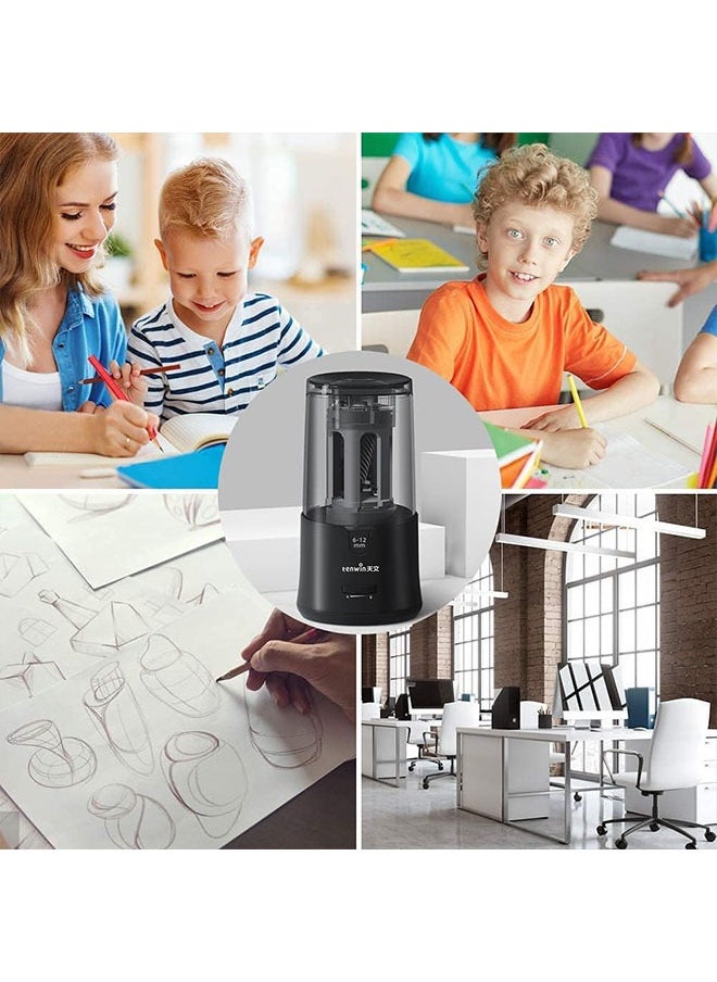 tenwin - Tenwin Electric Pencil Sharpener, Pencil Sharpener for Colored Pencils, Auto Stop, Super Sharp & Fast, Electric Pencil Sharpener Plug in for 6-12mm No.2/Colored Pencils/Office/Home-Black - Image 1