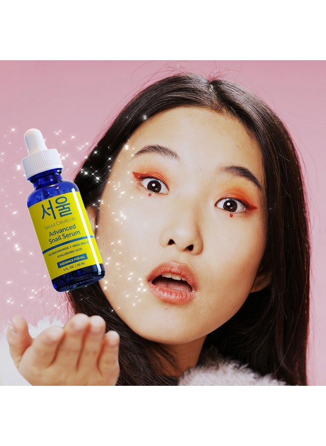 seoulceuticals - Eoulceuticals Korean 5% Niacinamide + Snail Mucin 97.5% Essence Serum + Hyaluronic Acid Cruelty Free Korean Skin Care Natural & Organic Anti Aging Face Serum For Dull Skin K Beauty 1Oz - Image 1