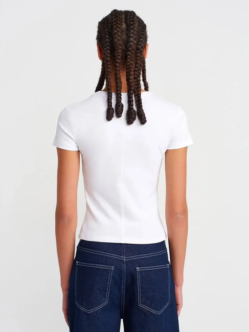ديلفين Dilvin Slim Fit Cotton V-Neck T-Shirt