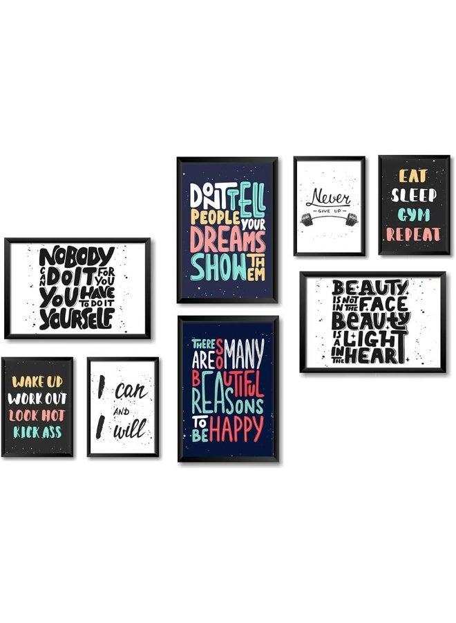 PAPER PLANE DESIGN Quotes Synthetic Engineered Wood Wall Framed Posters, Design-2, 9 x 12.5 Inches, Set of 8 - Image 1