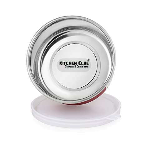 KITCHEN CLUE Stainless Steel Microwave Safe Lunch Containers For Kitchen I Red Set Of 12 Pcs, 300 ML I Steel Lunch Box For Office School I Kitchen Storage Bowls I AIRTIGHT & LEAK-PROOF (SET OF 12 PCS) - Image 5