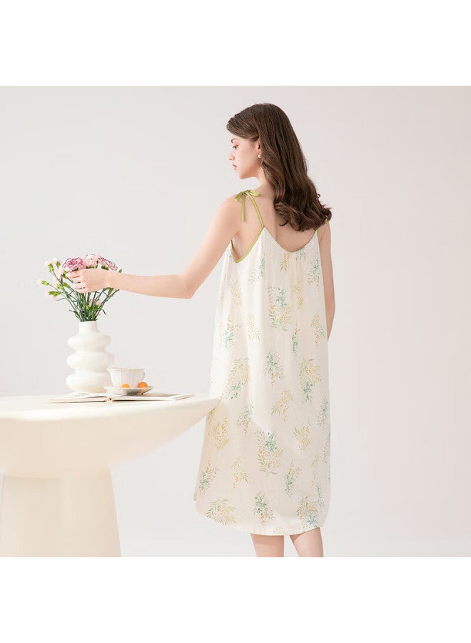 Fenton Fenteng Cotton Sleep Dress Summer New Collection With Drawstring Straps, Refreshing And Thin Home Wear That Can Be Worn Outside - Image 2