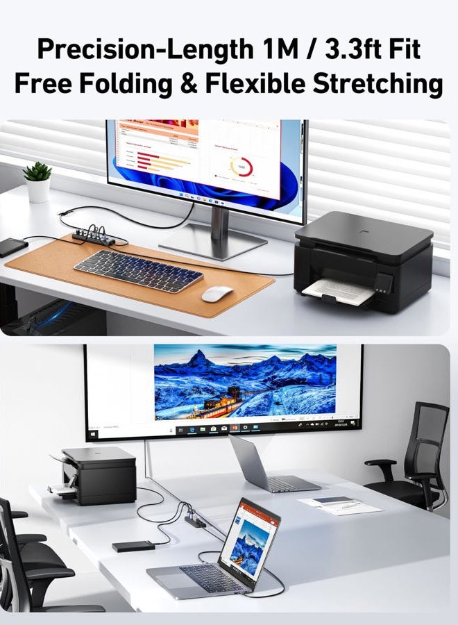 Benfei USB 3.0 Hub 7-Port, Ultra-Slim Portable USB Splitter with 3.3ft Cable - Compatible with MacBook Pro/Air,Mac Pro, Mac Mini, iMac, Surface Pro, XPS, PC, Flash Drive, Mobile HDD (No Charging Port) - Image 5