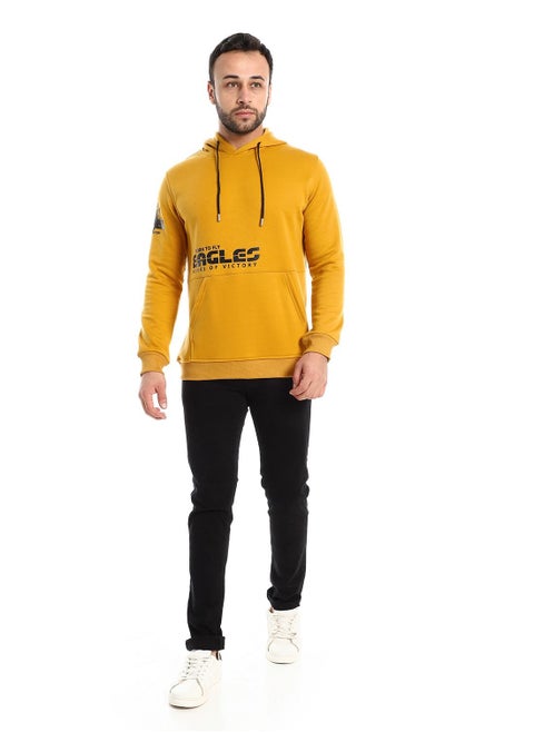 Mens Printed Eagle Hoodie With Front Pockets