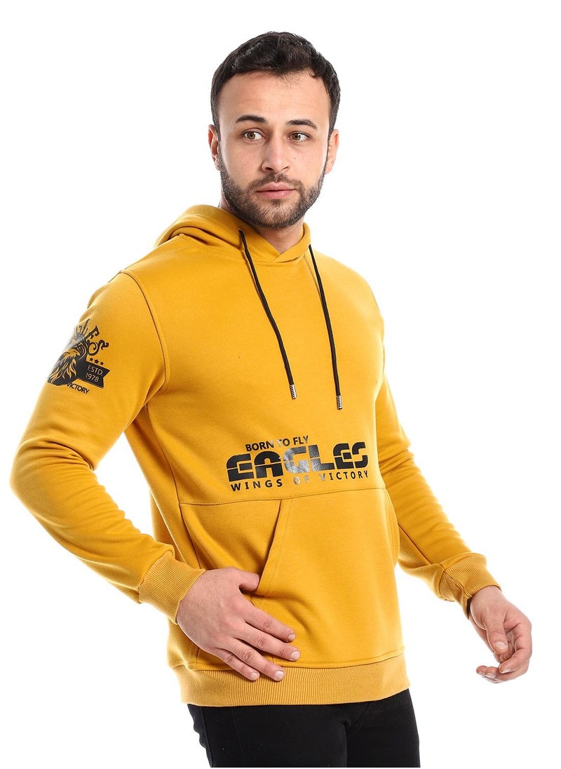 Mens Printed Eagle Hoodie With Front Pockets