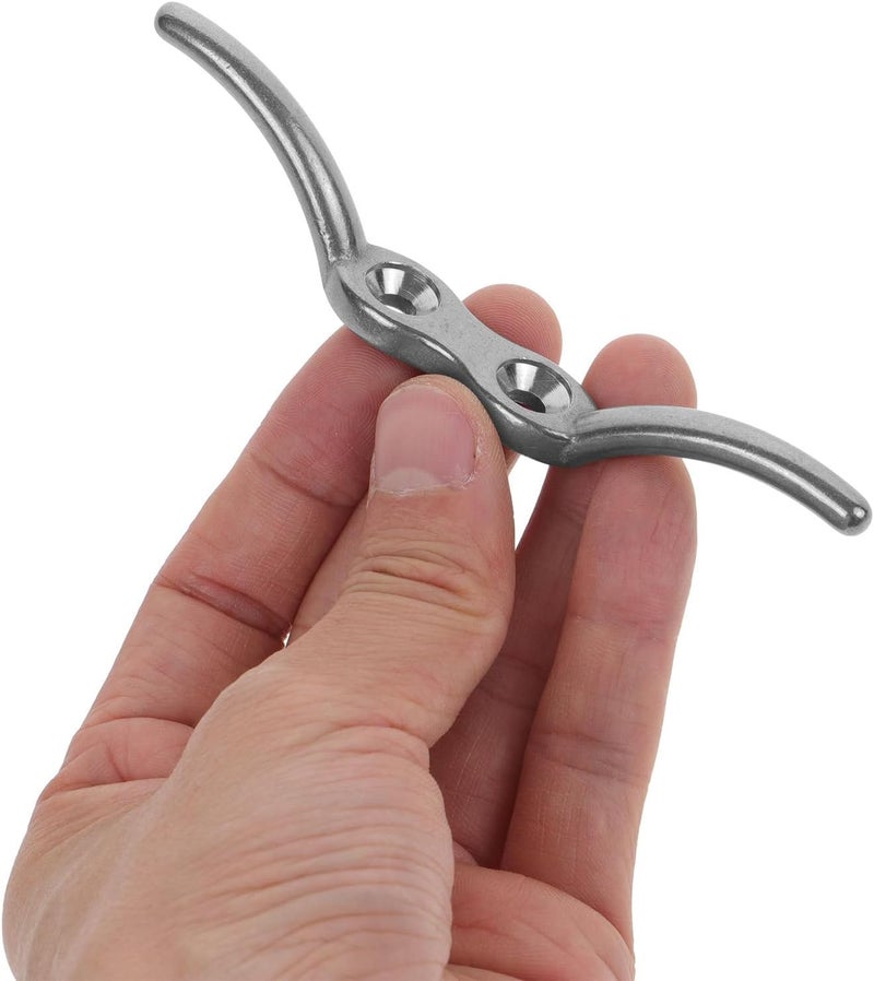 LABRIMP Stainless Steel Flagpole Cleat Hook 4.5-inch with Screws 2pcs Flag Pole Mounting Bracket Rope Tensioner Outdoor Flagpole Hardware for Garden and Boat Use - Image 3