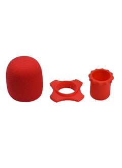 Microphone Protection Accessory Kit with Foam Windshield Anti-rolling Silicone Ring Bottom Rod Sleeve Holder for Wireless Handheld Mic