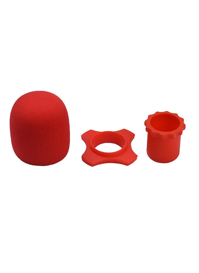 Generic - Microphone Protection Accessory Kit with Foam Windshield Anti-rolling Silicone Ring Bottom Rod Sleeve Holder for Wireless Handheld Mic - Image 1