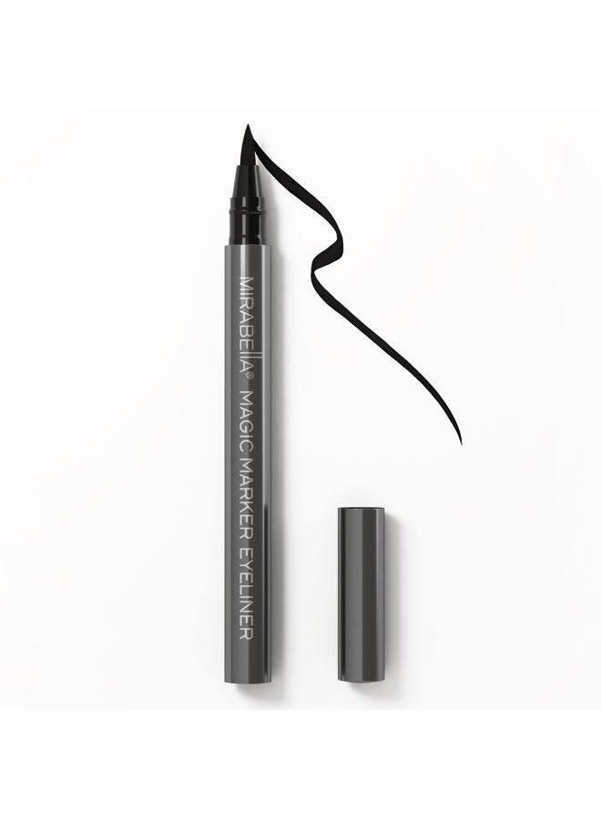 Mirabella Black Magic Marker Waterproof Liquid Eyeliner, Long-Lasting Smudge-Proof Matte Black Eyeliner with Felt Brush-Tip for Precise Controlled Application and Antioxidants Vitamin C and E - Image 1