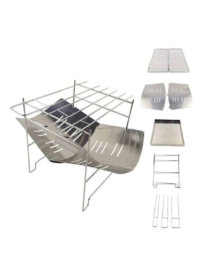 Loquat Folding Portable Wood Burning Stainless Steel BBQ Grill Stove - Image 1