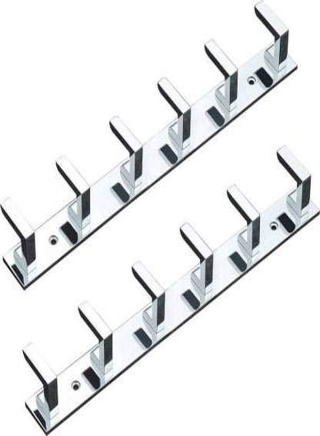 Nopex 6 Pin Bathroom Cloth Hooks Hanger Door Wall Bedroom Wardrobe Robe Rail for Hanging Keys (Pack of - 2) - Image 1