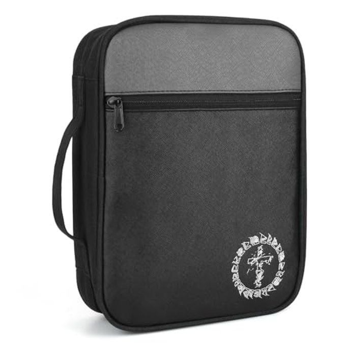 CDBXPRG Bible Cover, Bible Carrying Book Case for Women,Protective Church Organizer Holder Bag with Handle Pockets,Christian Gift for Girls Boy and Men Grey - Image 1
