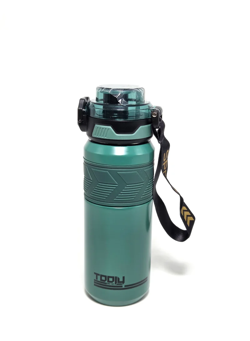 تولي 650ml Stainless Steel Vacuum Insulated Sports Water Bottle Flask with Straw Lid & Carrying Strap – 304 Food-Grade Double Wall Hot (12h) & Cold (24h) Travel Tumbler, BPA Free, Leak-Proof (Emerald Green)