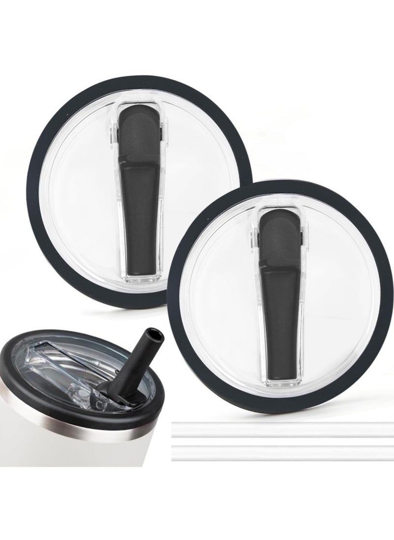 Generic - 2 Pack 30oz Tumbler Flip Straw Lid Replacement Fit for Stanley Quencher Tumbler with Straws,Leak Proof Splash Resistant Tumbler Lids for Stanley Cup Accessories,Black - Image 1