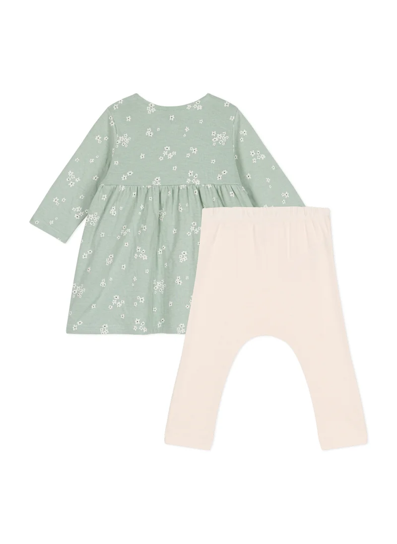 Petit Bateau Babies' cotton dress and leggings