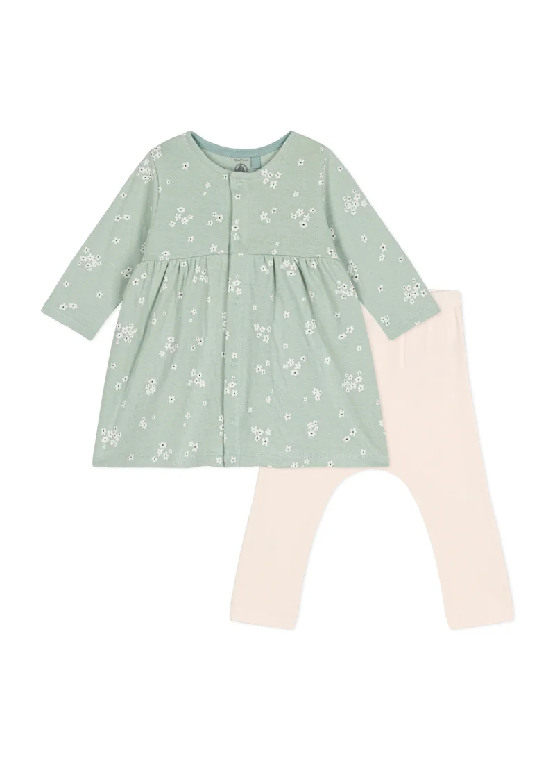 Petit Bateau Babies' cotton dress and leggings