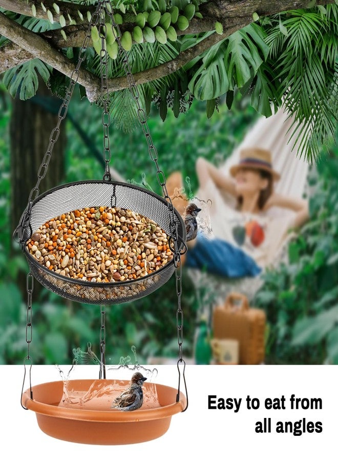 Rainflow Hanging Bird Bath Hanging Bird-Feeder-Tray - Platform Metal Mesh Seed Tray for Birds Feeding Outdoor Garden Patio Decoration for Backyard Attracting Wildbirds - Image 5