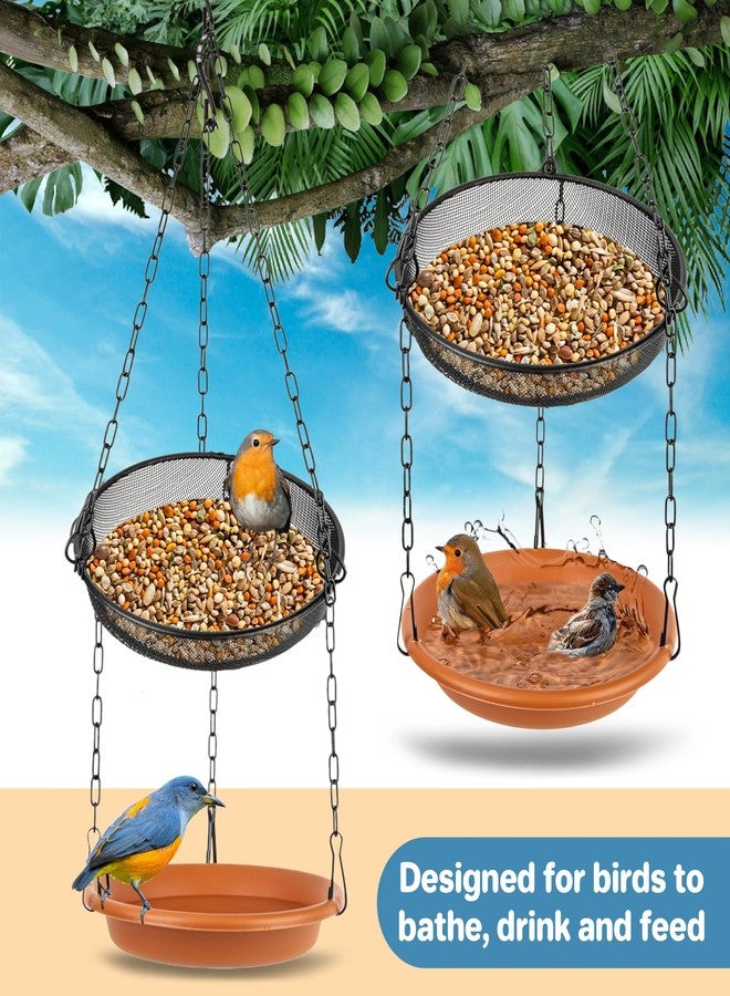 Rainflow Hanging Bird Bath Hanging Bird-Feeder-Tray - Platform Metal Mesh Seed Tray for Birds Feeding Outdoor Garden Patio Decoration for Backyard Attracting Wildbirds - Image 4