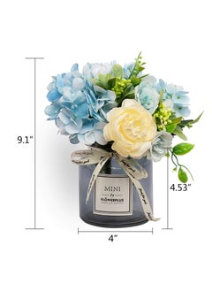 SYOSI Artificial Flowers With Vases, Fake Flowers Rose Bouquet Table Decoration, Hydrangea Artificial Flower Table Wedding Party Family Bedroom Living Room Table Decoration  - Image 2