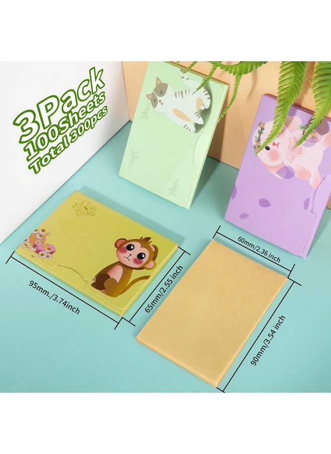 HNYYZL 300 Sheets Blotting Paper, HNYYZL Oil Absorbing Sheets for Oily Skin, Oil Control for Face, Makeup Blotting Paper, Natural Oil Absorbing Facial Blotting Sheets for Oily Skin Care (Pack of 3)  - Image 2