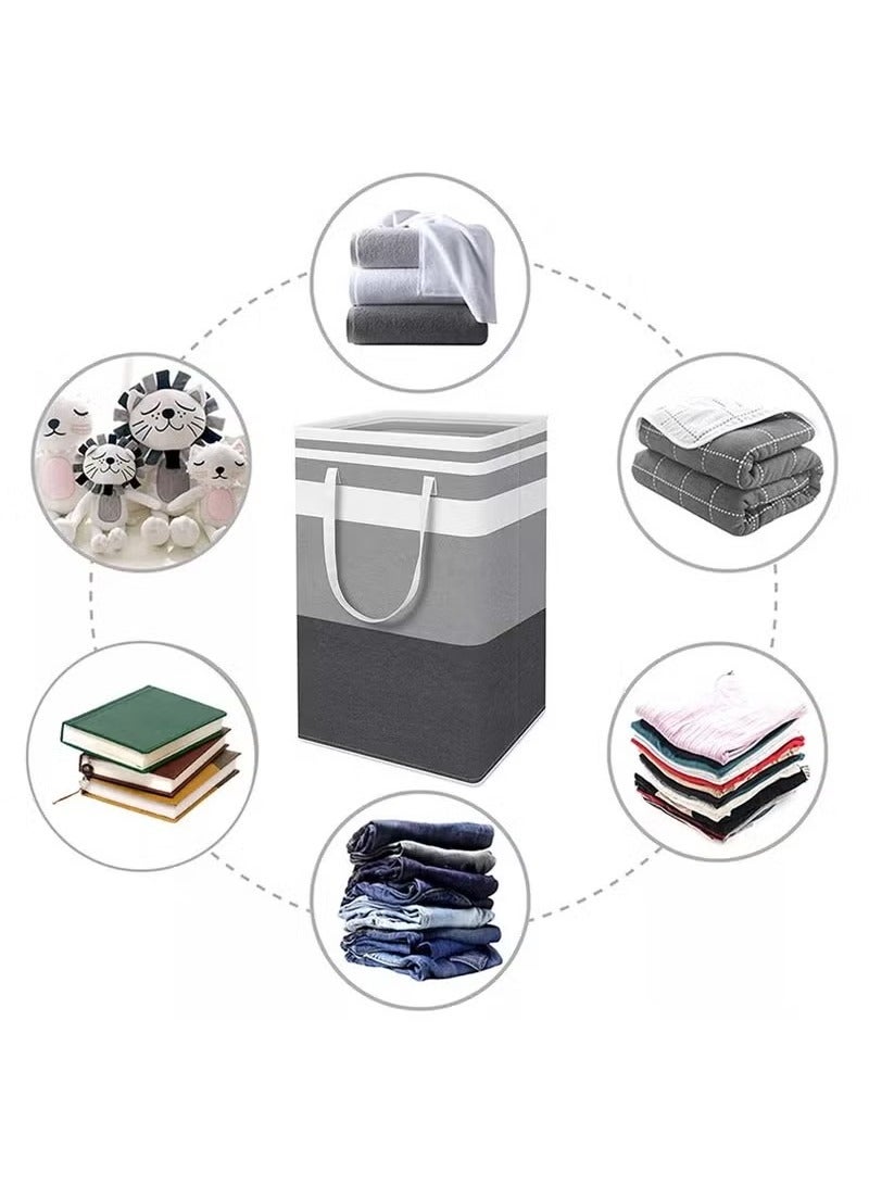 2 Pack Laundry Baskets, Collapsible Laundry Hamper, Freestanding Waterproof Clothes Hamper with Easy Carry Handles in Laundry Room Bedroom Bathroom College Dorm for Adults, Grey - Image 5