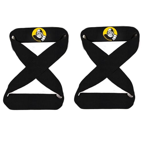 Muscleape Weight Lifting Straps with Padded Cuff for Gym Workout Deadlift,Powerlifting and Fitness Strength Training (figure 8 straps, Strong straps, anti-skid straps). Improve Bar Grip & Lift Heavier. - Image 1